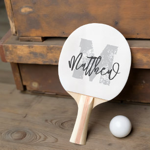 Raquette De Ping Pong Monogram Modern Cool Grunge Ajouter Votre Nom