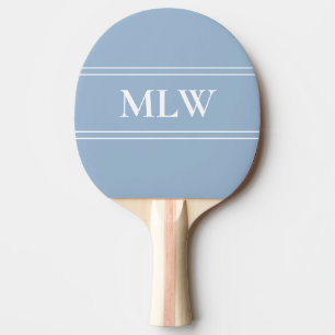 Raquette De Ping Pong Monogramme bleu bébé simple et blanc