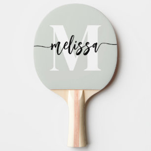 Raquette De Ping Pong Monogramme Brush Calligraphie Sage Green