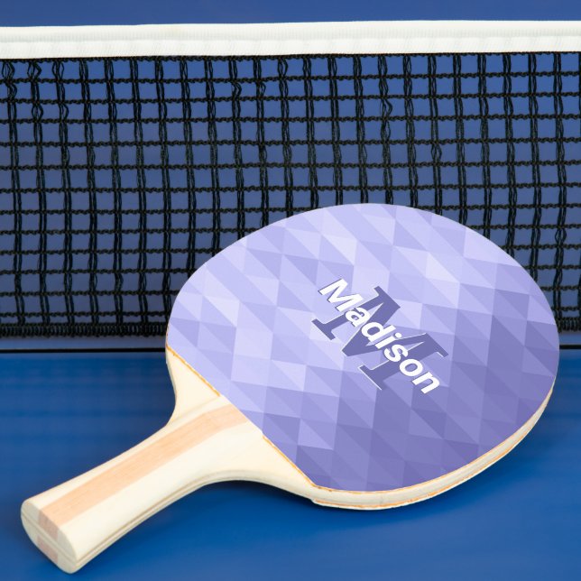 Raquette De Ping Pong Monogramme carré de géométrie triangulaire violet (Insitu)