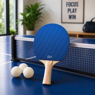 Raquette De Ping Pong Monogramme Chevron Bleu Dégradé