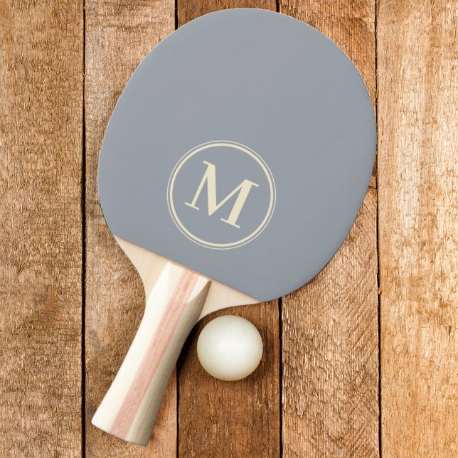 Raquette De Ping Pong Monogramme couleur gris de colombe solide (Créateur téléchargé)