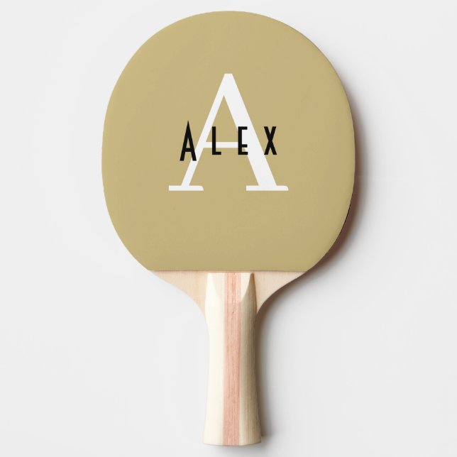 Raquette De Ping Pong Monogramme de bronzage minimal moderne (Devant)
