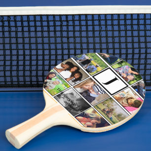 Raquette De Ping Pong Monogramme de famille personnalisé 11 Collage phot