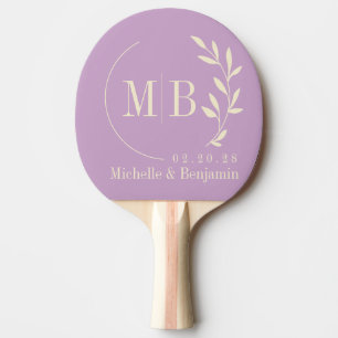 Raquette De Ping Pong Monogramme de mariage feuille de lilas d'été de mi