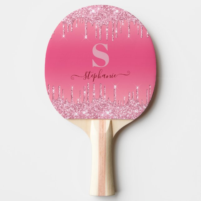 Raquette De Ping Pong Monogramme de Parties scintillant à étincelles ros (Devant)