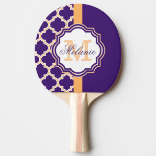 Raquette De Ping Pong Monogramme de Quatrefoil pourpre