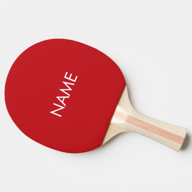 Raquette De Ping Pong monogramme de texte personnalisé rouge blanc (Côté)