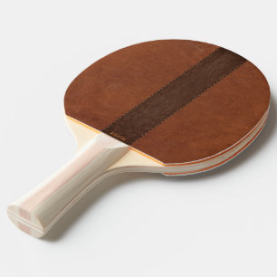 Raquette De Ping Pong Monogramme de texture en cuir Brown de deux tons