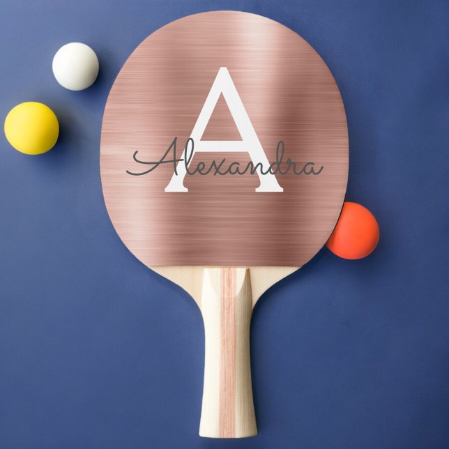 Raquette De Ping Pong Monogramme d'huile métallique rose rose pâle (Créateur téléchargé)