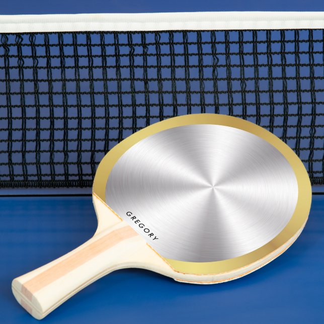 Raquette De Ping Pong Monogramme d'or et d'argent métallique personnalis (Insitu)