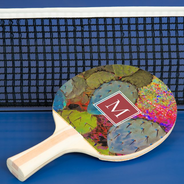 Raquette De Ping Pong Monogramme du désert Picker Pear Cactus Rose Green (Insitu)