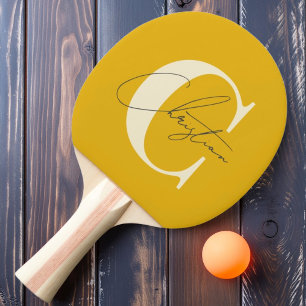 Raquette De Ping Pong Monogramme Élégant Fleur de Tournesol Chaude de St