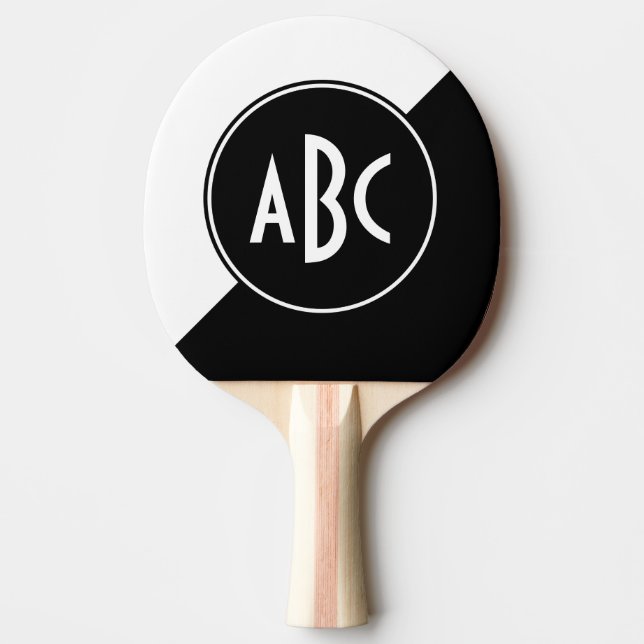 Raquette De Ping Pong Monogramme en diagonale noir et blanc (Devant)