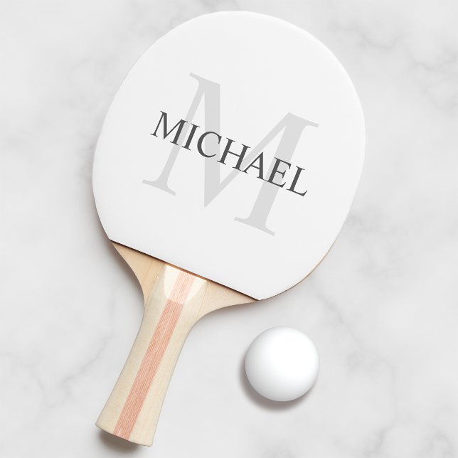 Raquette De Ping Pong Monogramme et nom personnalisés classiques (Créateur téléchargé)