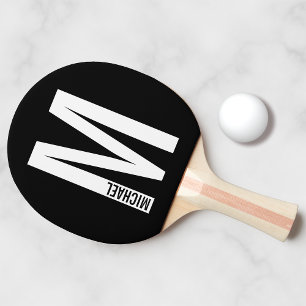 Raquette De Ping Pong Monogramme et nom personnalisés modernes