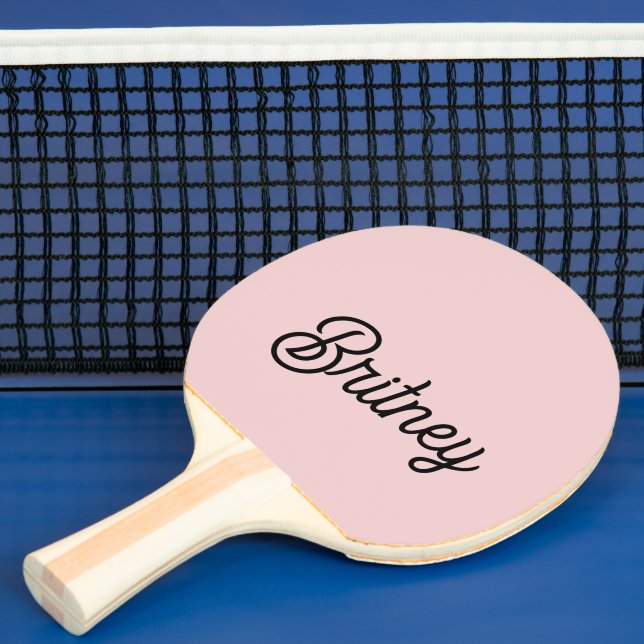 Raquette De Ping Pong Monogramme et nom rose pâle moderne (Insitu)
