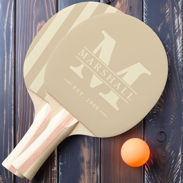 Raquette De Ping Pong Monogramme et nom superposition Polo Striage Dune  (Créateur téléchargé)