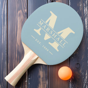 Raquette De Ping Pong Monogramme et superposition de nom Ciel clair lége