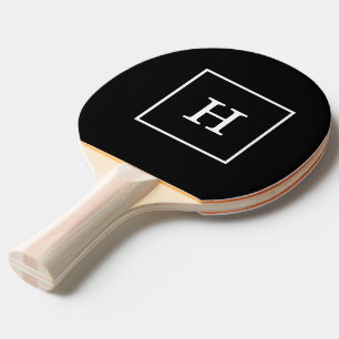 Raquette De Ping Pong Monogramme initial encadré par blanc noir