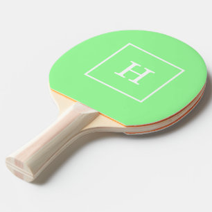 Raquette De Ping Pong Monogramme initial encadré par blanc vert en bon