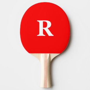 Raquette De Ping Pong Monogramme Initiales Nom Rouge Blanc Clair Couleur