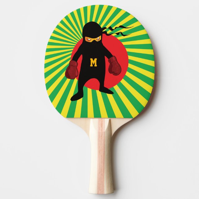 Raquette De Ping Pong Monogramme. Kawaii Cute Ninja pour Geek Nerd. (Devant)