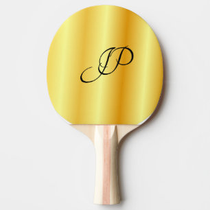 Raquette De Ping Pong Monogramme manuscrit personnalisé Faux Gold