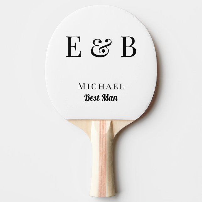 Raquette De Ping Pong Monogramme Mariage Best Man Cadeau Black personnal (Devant)