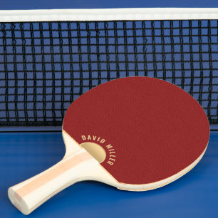 Raquette De Ping Pong Monogramme minimal en cuir rouge Texture or Accent