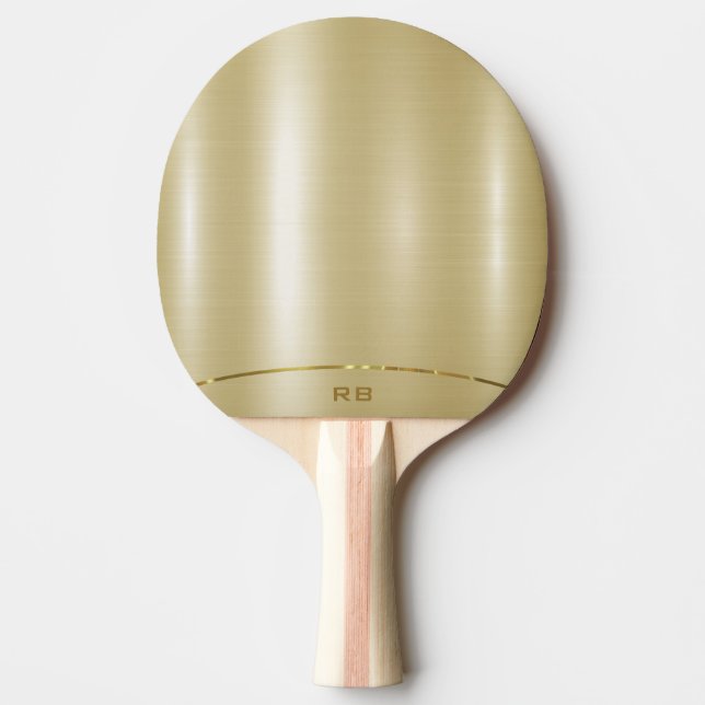 Raquette De Ping Pong Monogramme minimal en or métallique (Devant)