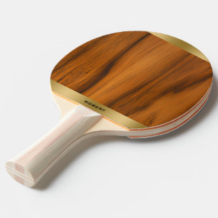 Raquette De Ping Pong Monogramme minimaliste en bois et en or