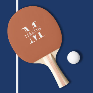 Raquette De Ping Pong Monogramme minimaliste personnalisé