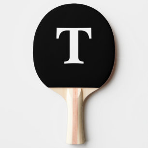 Raquette De Ping Pong monogramme moderne noir personnalisé