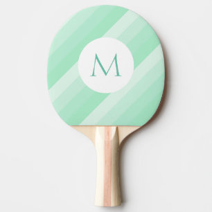 Raquette De Ping Pong Monogramme Monnaie Vert rayé Modèle moderne