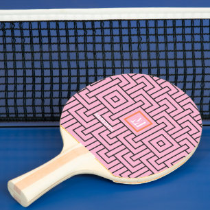 Raquette De Ping Pong Monogramme Motif rose orange moderne