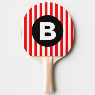 Raquette De Ping Pong Monogramme noir à bandes verticales blanches rouge