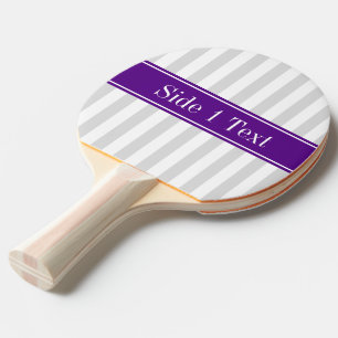 Raquette De Ping Pong Monogramme nommé pourpre de rayure de lt blanc