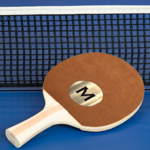 Raquette De Ping Pong Monogramme or en cuir simple