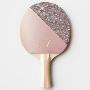 Raquette De Ping Pong Monogramme Or Rose Élégant