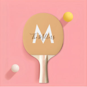 Raquette De Ping Pong Monogramme orange moderne minimaliste neutre
