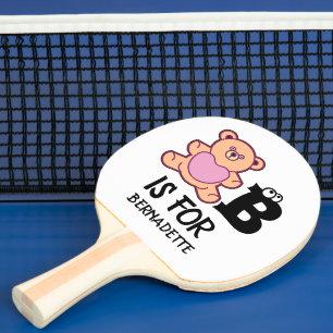 Raquette De Ping Pong Monogramme personnalisé B pour ours drôle animal m