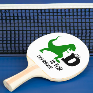 Raquette De Ping Pong Monogramme personnalisé D pour Dinosaur mignon T R