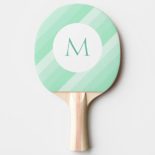 Raquette De Ping Pong Monogramme personnalisé Mint vert rayé Modèle mode
