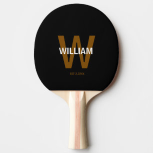 Raquette De Ping Pong Monogramme personnalisé noir & blanc