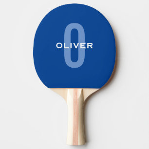 Raquette De Ping Pong Monogramme personnalisé Nom bleu blanc