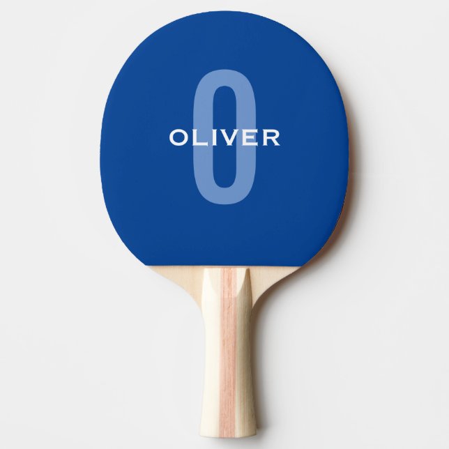 Raquette De Ping Pong Monogramme personnalisé Nom bleu blanc (Devant)