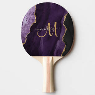 Raquette De Ping Pong Monogramme personnalisé Parties scintillant or vio