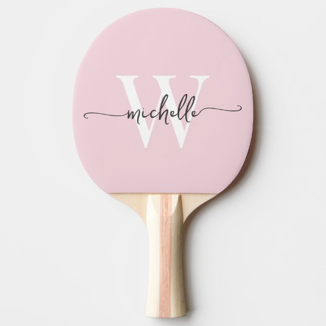 Raquette De Ping Pong Monogramme personnalisé rose vif moderne (Devant)