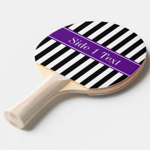 Raquette De Ping Pong Monogramme pourpre de nom de ruban de rayure